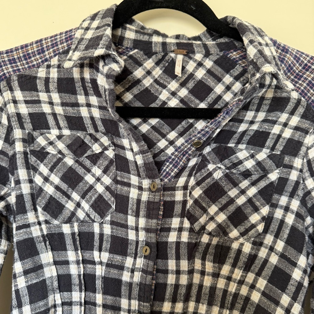 Free People Catch Up With Me Plaid Black Combo in Size XS - Picture 7 of 14
